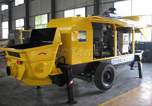 Gas powered concrete mixer pump boom